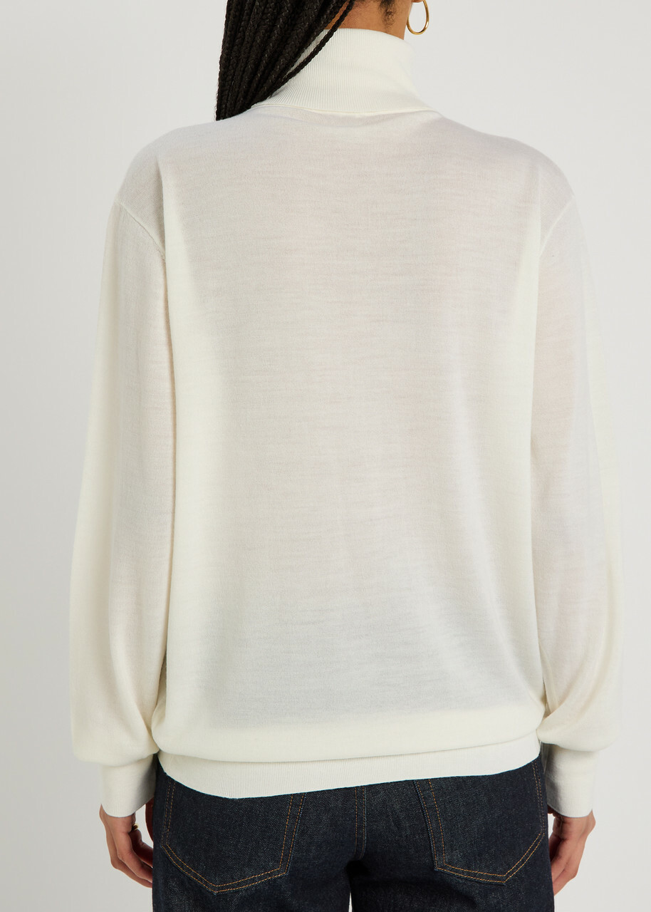 Toteme Turtle-neck Fine-knit Wool Jumper Ecru