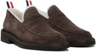 Thom Browne Brown Shearling Penny Loafers