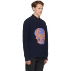 Alexander McQueen Navy and Black Skull Intarsia Sweater