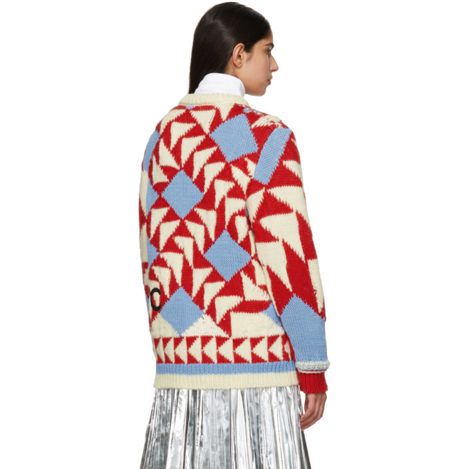 Calvin Klein 205W39NYC Off-White and Red Intarsia Jacquard Calvin Klein 205W39NYC Off-White and Red Intarsia Jacquard