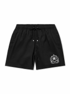 AMIRI - Straight-Leg Mid-Length Logo-Print Swim Shorts - Black