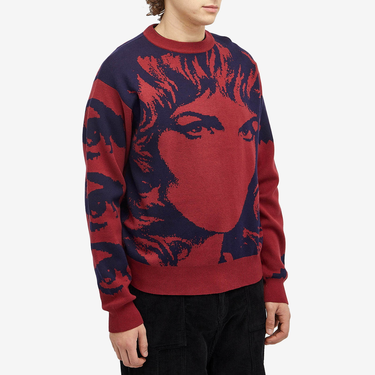 P.A.M. Men's Handmaiden Crew Knit Sweater in Burgundy