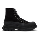 Alexander McQueen SSENSE Exclusive Black Suede Stud Tread Slick Platform Boots