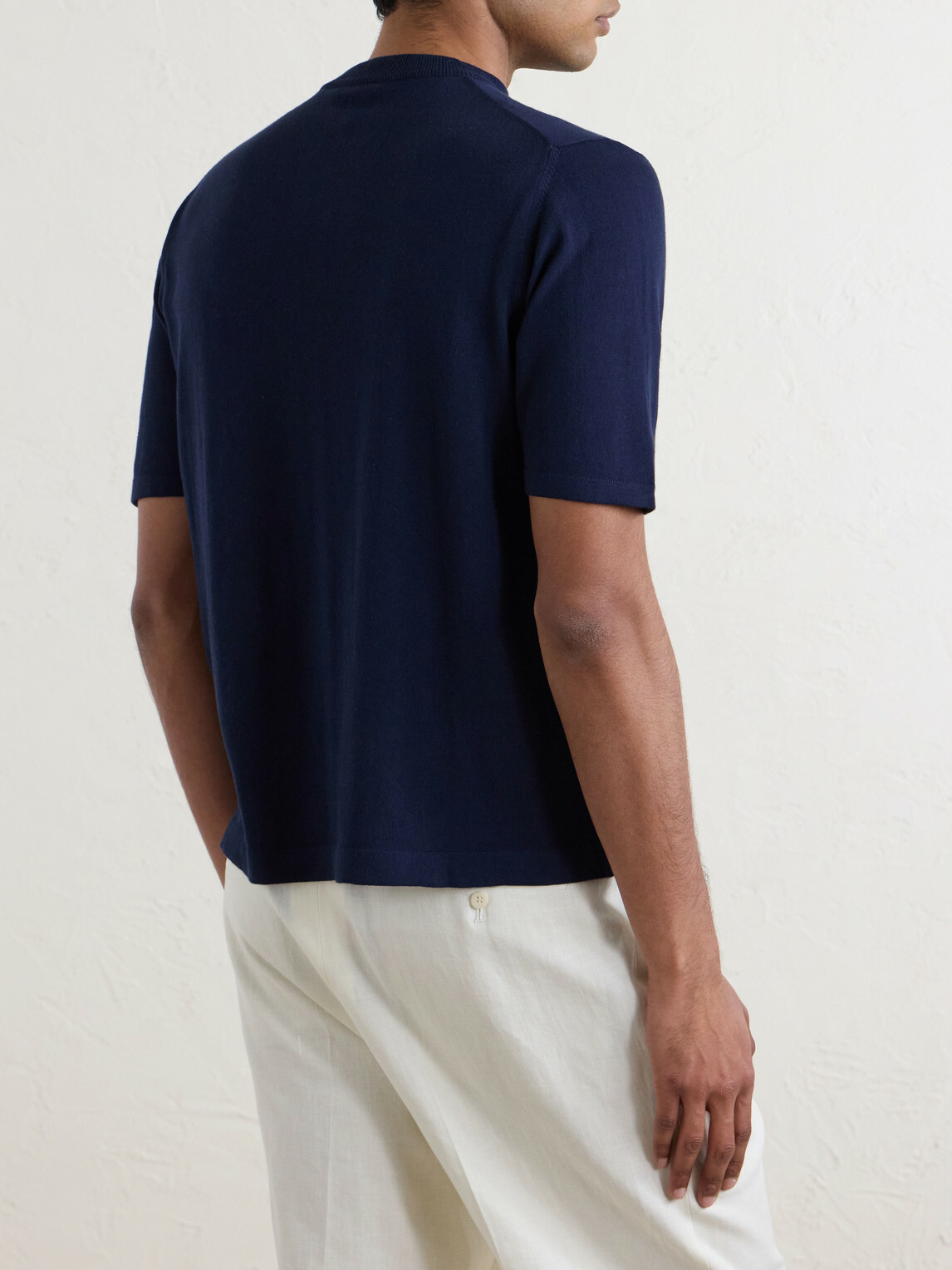 De Petrillo - Knitted Cotton T-Shirt - Blue