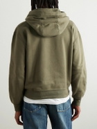 SAINT LAURENT - Logo-Embroidered Cotton-Jersey Hoodie - Green