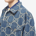 Gucci Men's GG Jacquard Denim Jacket in Blue