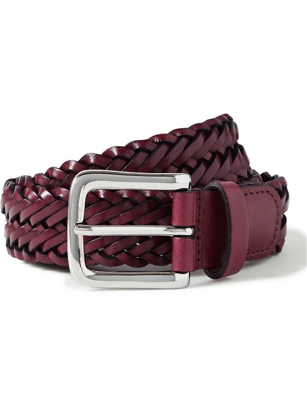 Photo: Anderson's - 3cm Woven Leather Belt - Burgundy