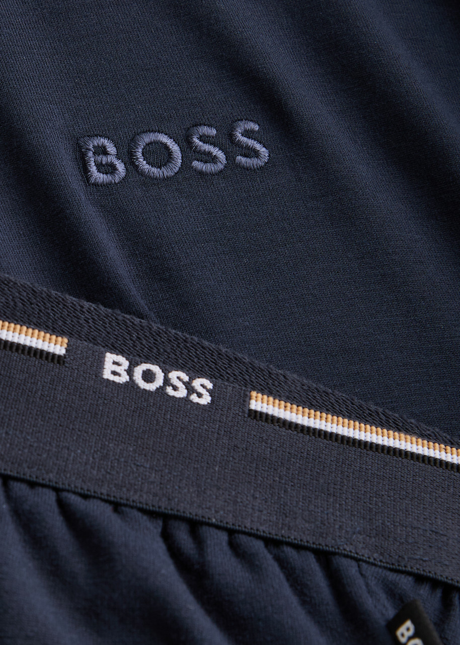 Boss Logo-embroidered Stretch-jersey Pyjama set Dark Blue