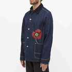 Kenzo Men's Embroidered Poppy Workwear Denim Jacket in Ink