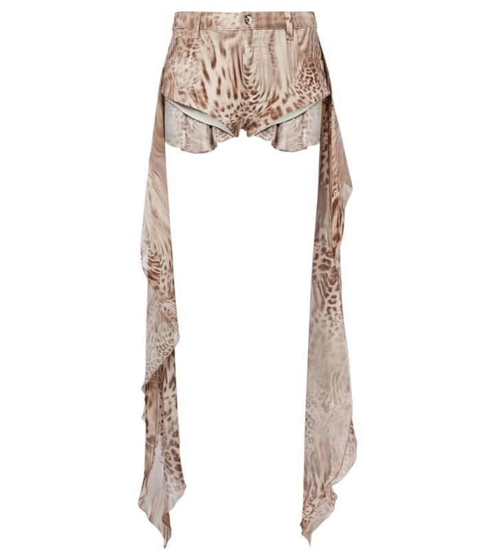 Photo: Blumarine Draped leopard-print cotton shorts