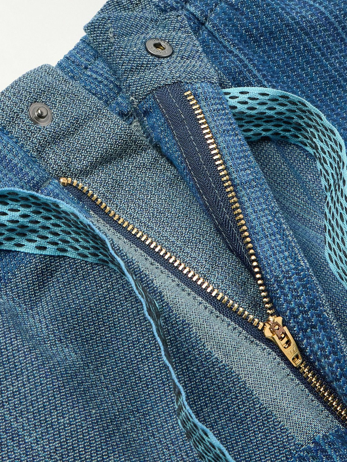 KAPITAL - Tugihagi Easy Straight-Leg Patchwork Cotton Drawstring Trousers - Blue