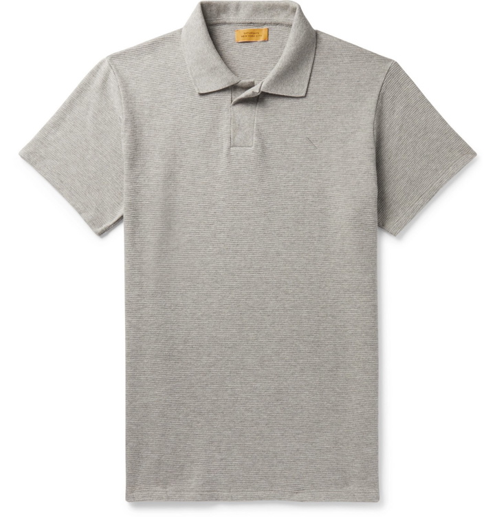 Photo: Saturdays NYC - Davies Ribbed Mélange Cotton Polo Shirt - Gray