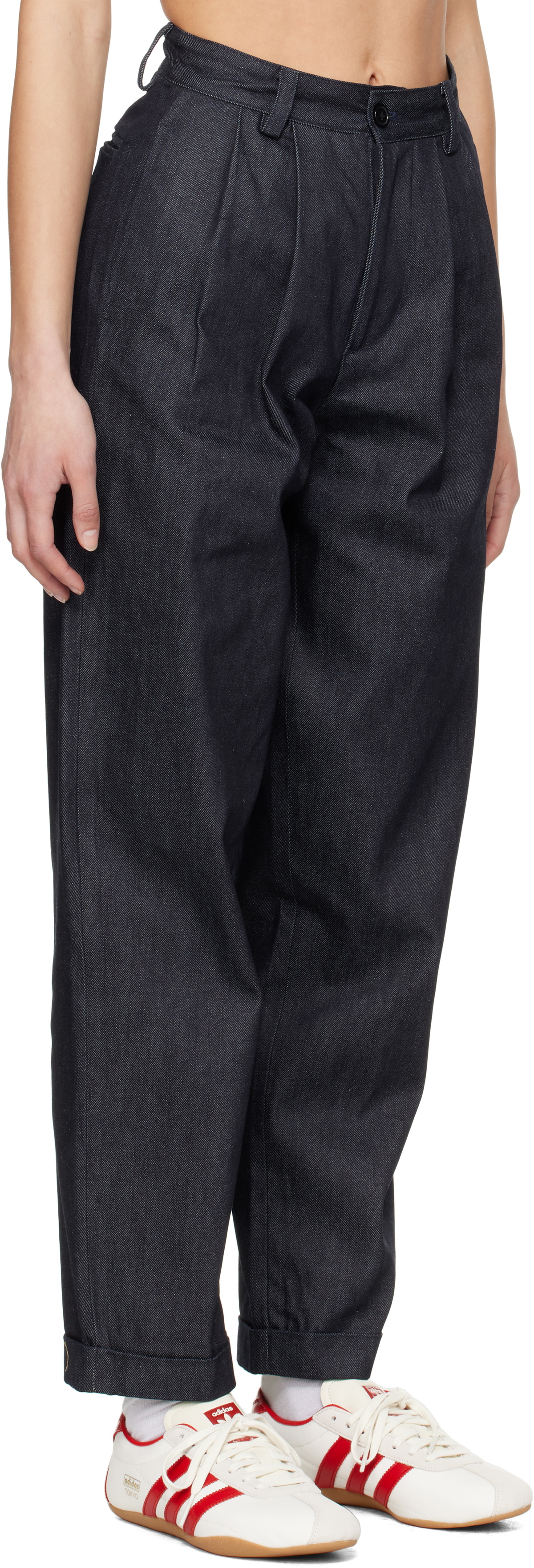 Carter Young Navy Pleated Jeans
