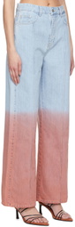Rokh Blue & Pink Faded Jeans