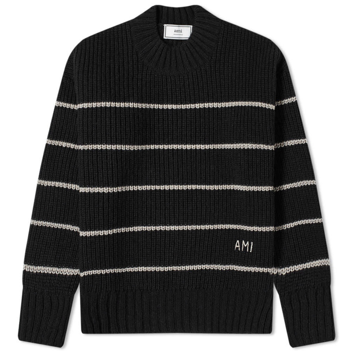 Photo: AMI Oversize Striped Rib Crew Knit