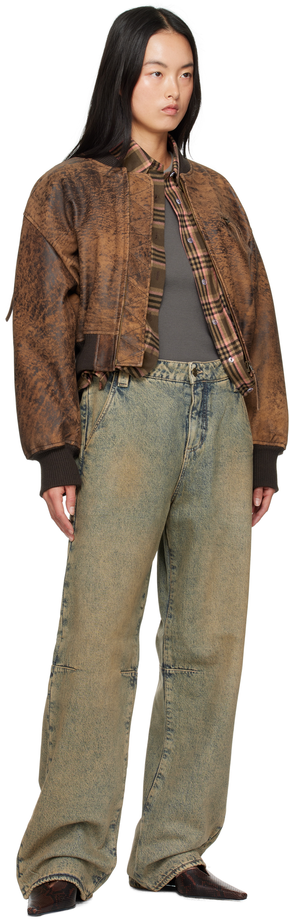 GUESS USA Blue Flannel Lined Relaxed Jeans