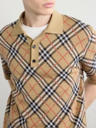 Burberry - Checked Cotton-Blend Polo Shirt - Neutrals