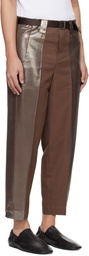 132 5. ISSEY MIYAKE Brown Tucked Foil Trousers