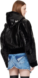 Ottolinger Black Fitted Multiline Faux-Fur Jacket