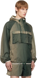 RCOS Green & Brown Packable Nylon Anorak Jacket