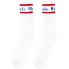 Rhude White and Red Vintage Logo Socks