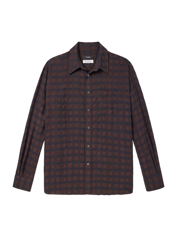 Photo: Willy Chavarria - Veterano Puckered Felted Satin-Twill and Virgin Wool-Blend Shirt - Brown