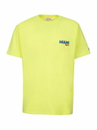 MC2 Saint Barth Man Cotton T-shirt With Miami Beach Postcard Placed Print