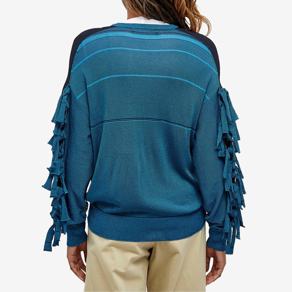 Toga Pulla Women's Fringe Knit Cardigan in Blue Toga Pulla