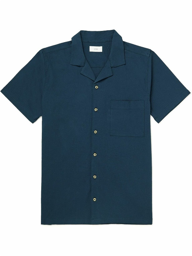 Photo: Onia - Camp-Collar Stretch-Cotton Seersucker Shirt - Blue