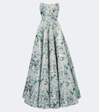 Markarian Laila floral brocade bustier gown