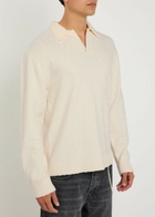 Represent Knitted Logo Bouclé Polo Jumper White
