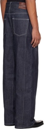 Karmuel Young Navy Raw Denim Cuboid Wide Jeans