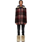 Saint Laurent Red Check Shearling Coat