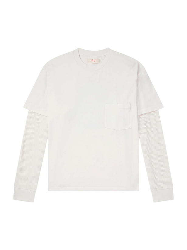 Photo: Cherry Los Angeles - Waffle-Trim Cotton-Jersey Sweater - Neutrals