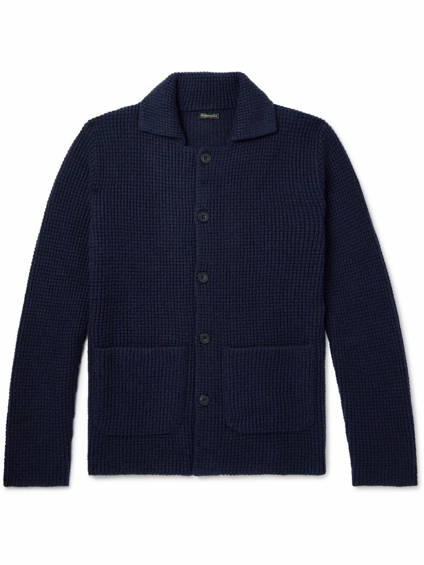 Photo: Rubinacci - Waffle-Knit Cashmere Cardigan - Blue