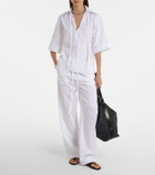 Loulou de Saison Sofi tie-neck cotton poplin top