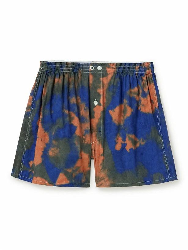 Photo: Anonymous ism - Tie-Dyed Cotton Boxer Shorts - Blue