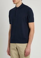Canali Knit Polo Shirt Navy