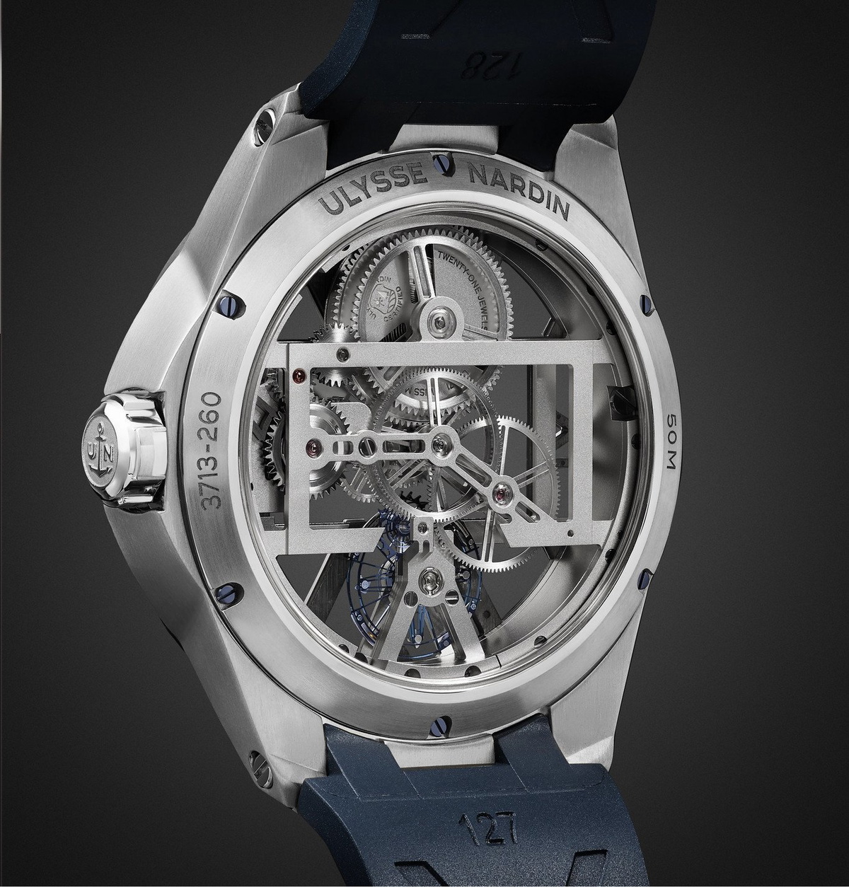 Ulysse Nardin - Skeleton X Hand-Wound 42mm Titanium and Rubber Watch - Blue