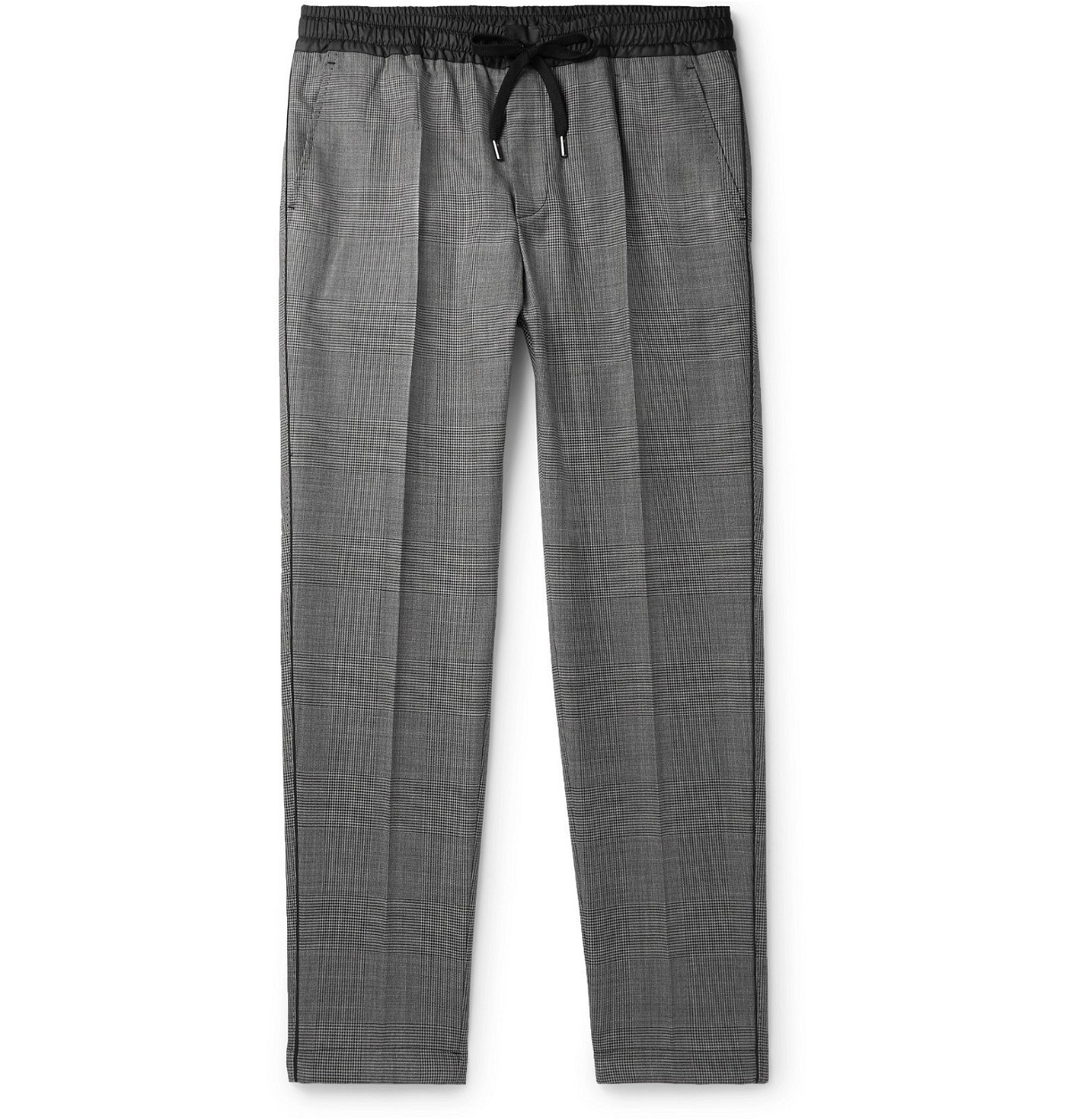 Dolce & Gabbana - Grey Tapered Shell-Trimmed Prince of Wales Checked ...
