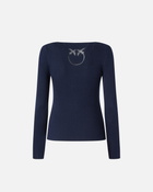 Pinko Silk Blend Ribbed Seraph Sweater Mariner Jacket Blue