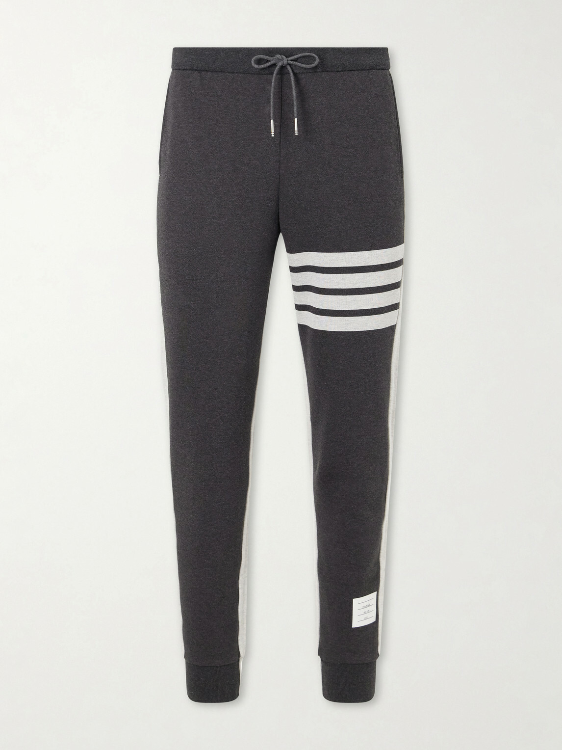 Thom Browne - Tapered Striped Cotton-Jersey Sweatpants - Gray