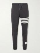 Thom Browne - Tapered Striped Cotton-Jersey Sweatpants - Gray