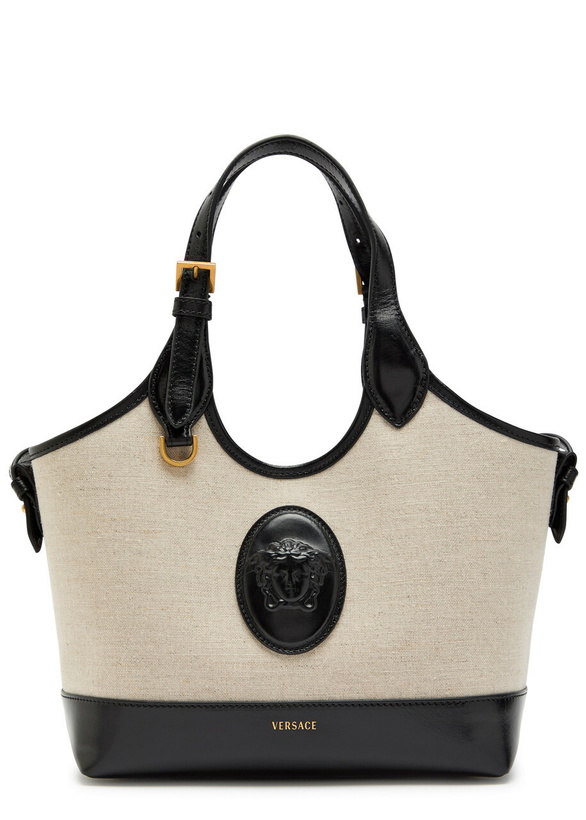 Photo: Versace Small Leather and Canvas Tote bag - Black - One Size