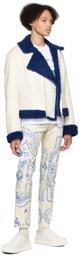 Casablanca White Aviator Faux-Leather Jacket