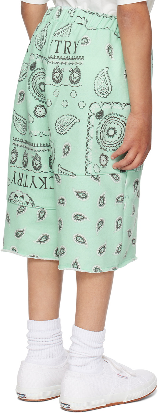 Luckytry Kids Green Paisley Shorts