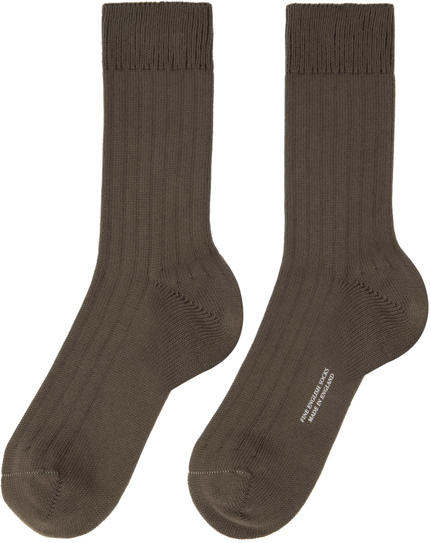 Margaret Howell｜SOCKS (FULL RIB SOCK - DARK BROWN (MEAC Full Rib Socks in Dark Brown