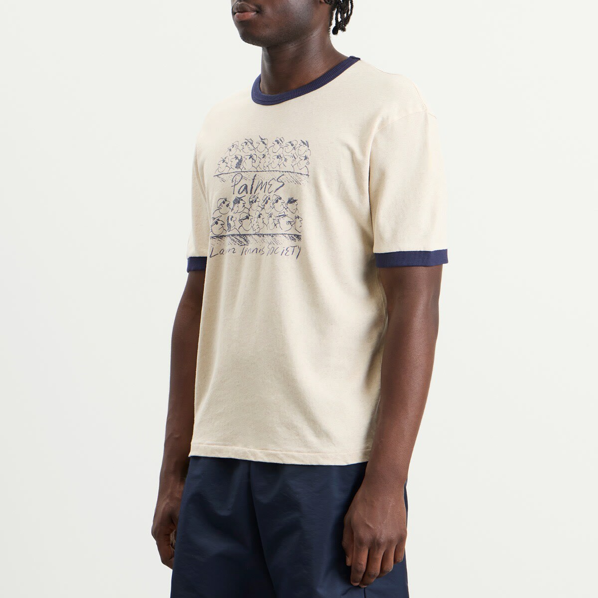 END. x Palmes Men's Crowd Ringer T-Shirt in Off-White