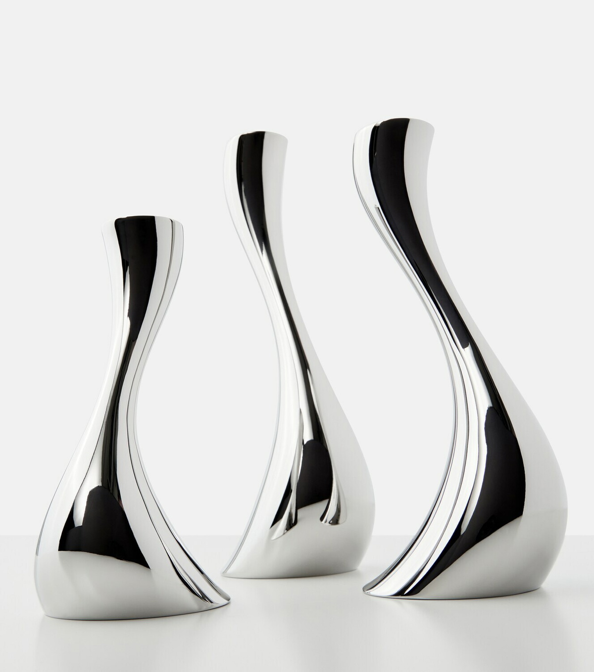 Georg Jensen Cobra set of 3 stainless steel candle holders by Constantin Wortmann