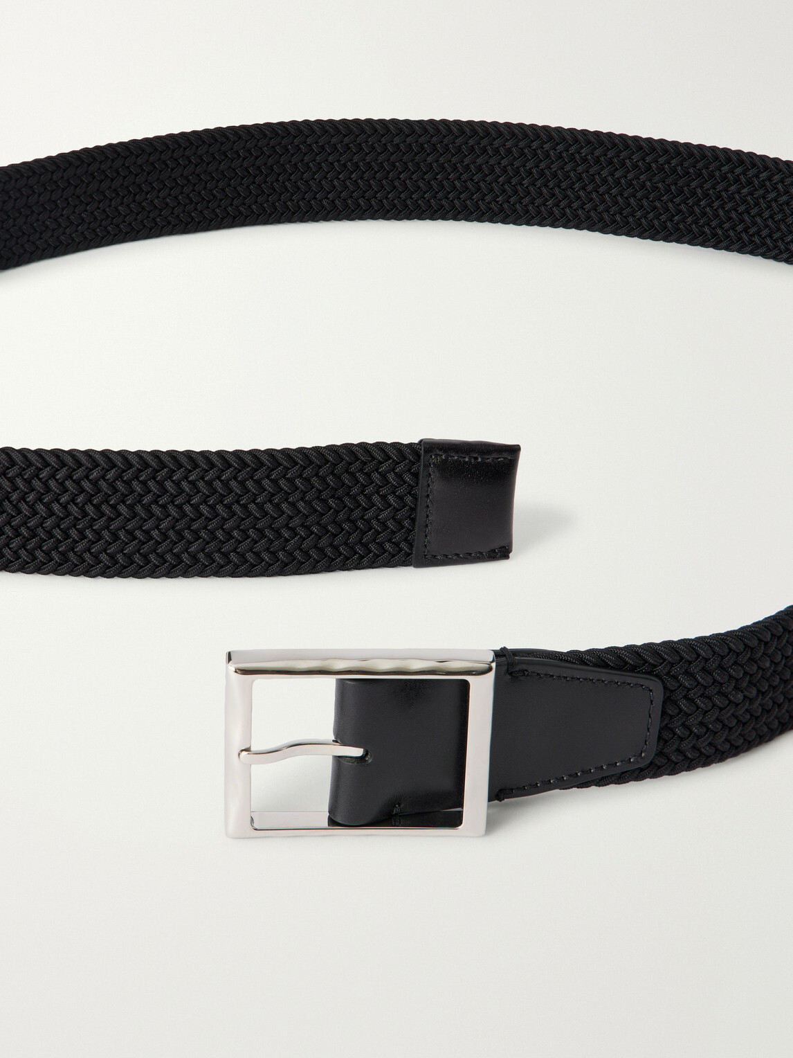 Berluti - 3.8cm Leather-Trimmed Braided Belt - Black